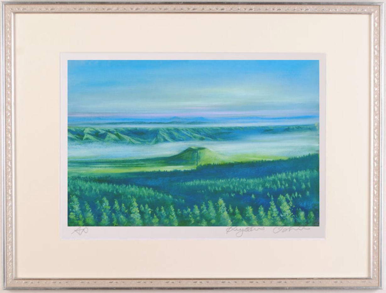 阿蘇 風景画 絵画 パステル画 版画 ジークレー 石井清 「阿蘇米塚幻想